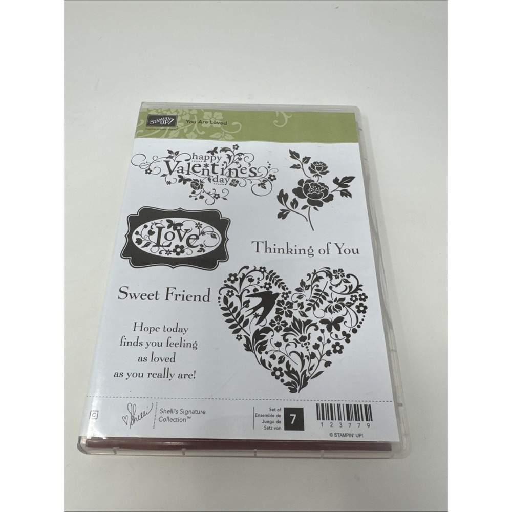 Stampin Up YOU ARE LOVED Rubber Stamp Set of 7 #123778 Hearts Flowers‎ Valentine